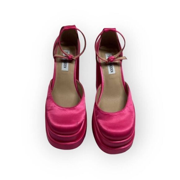 Steve Madden Charlize Satin double platgorm pumps in hot Pink - Picture 1 of 14